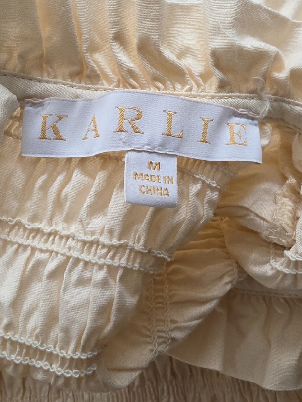 Karlie Cream Smocked Tiered Long Sleeve Dress - Picture 2 of 8